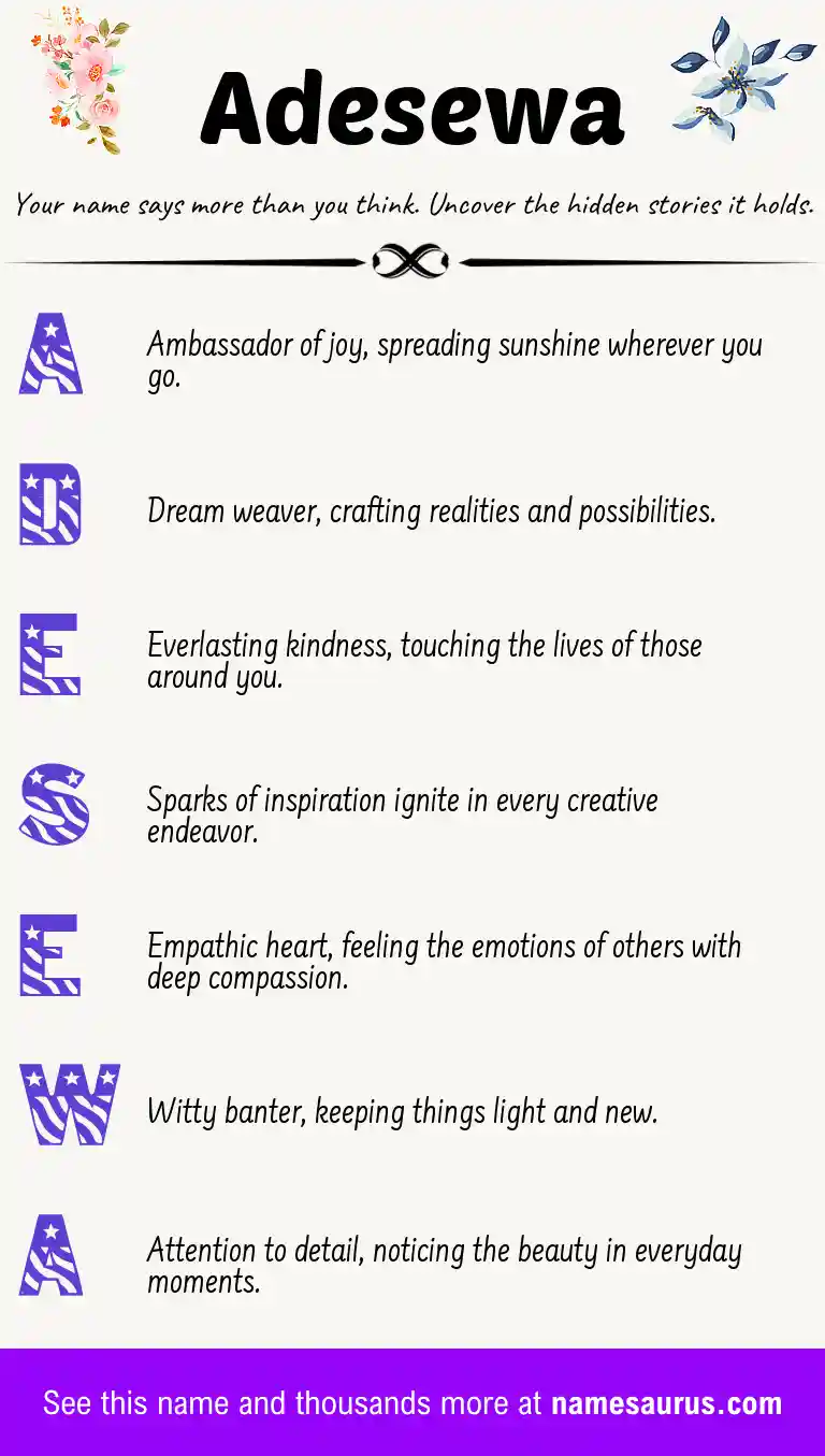 Acrostic poem about Adesewa.