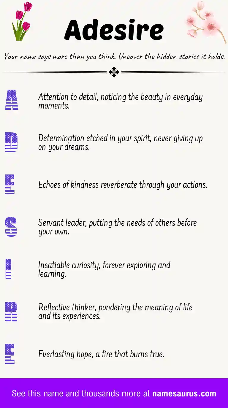 Acrostic poem about Adesire.