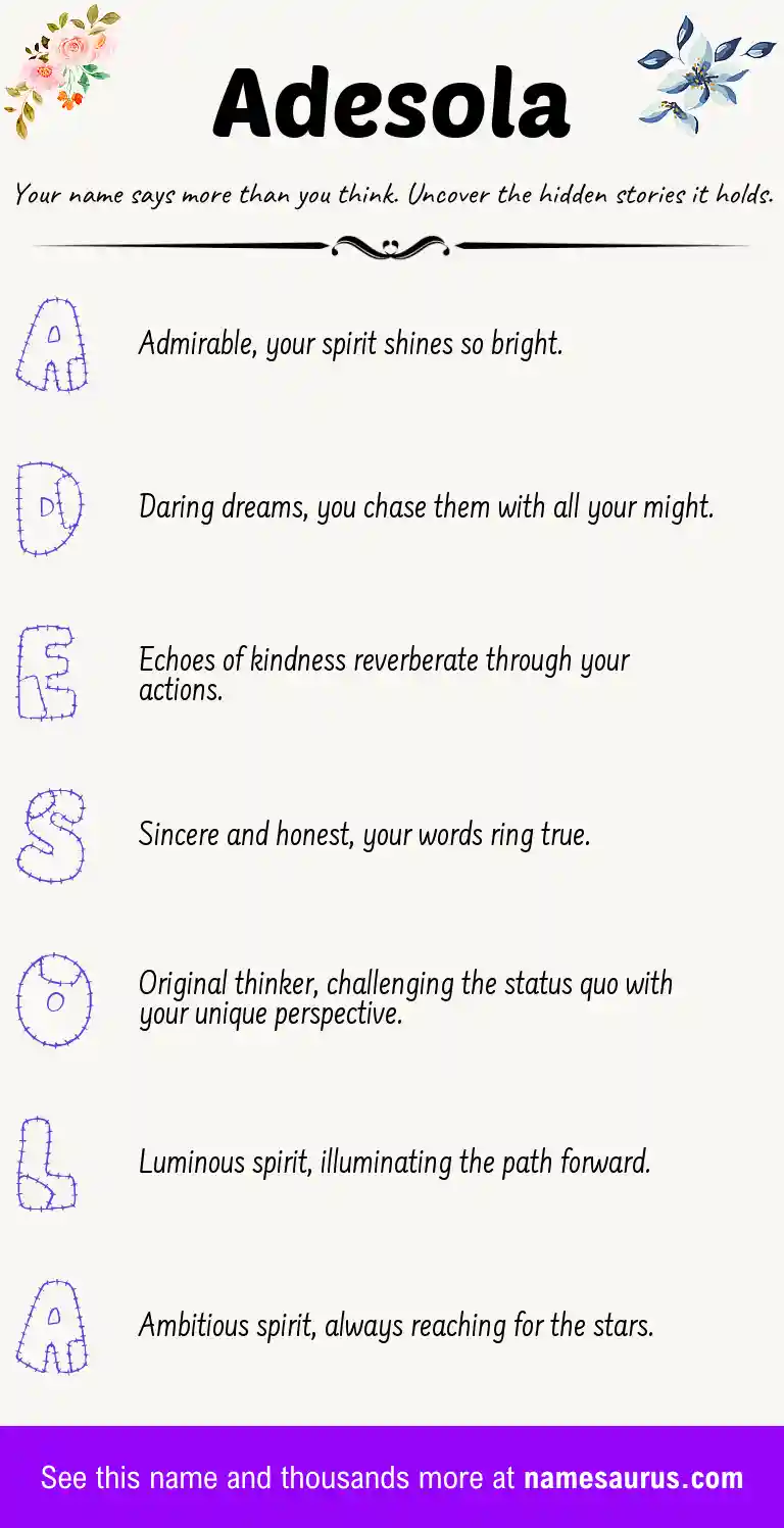 Acrostic poem about Adesola.