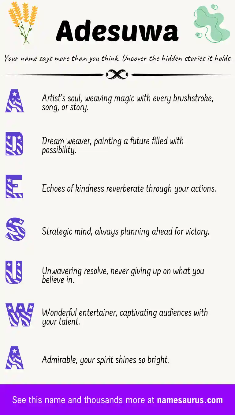 Acrostic poem about Adesuwa.