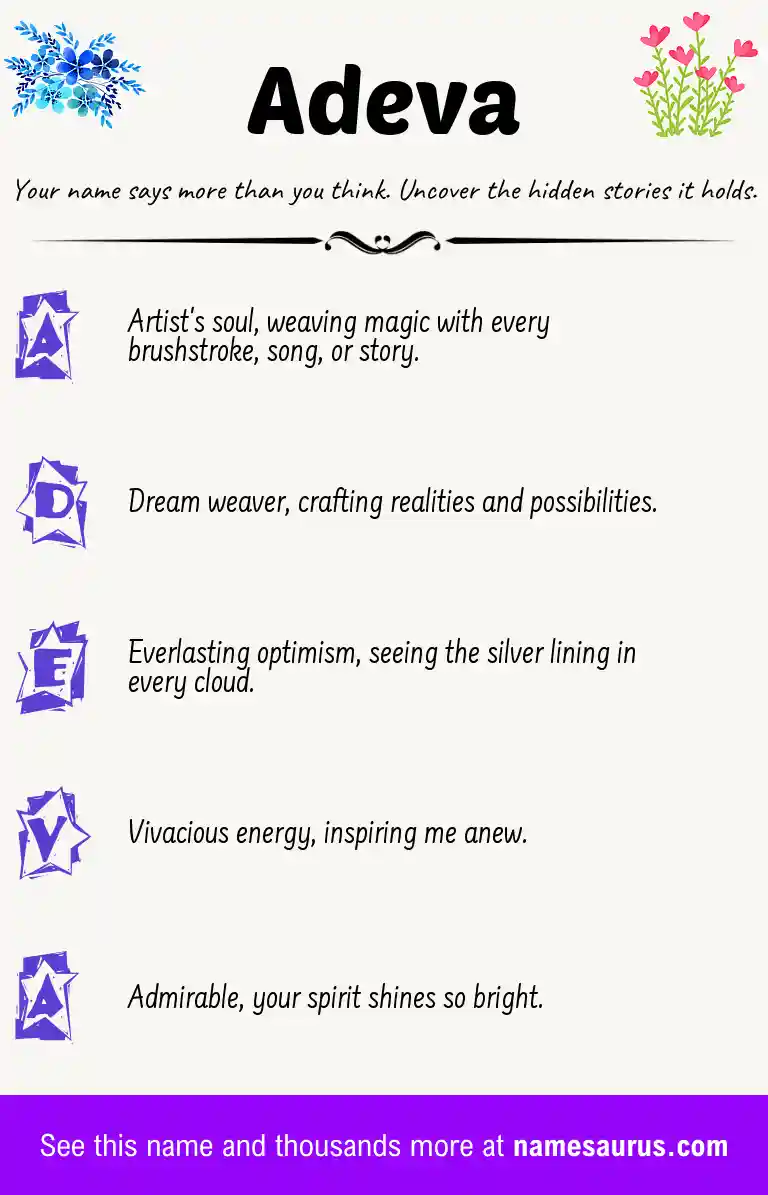 Acrostic poem about Adeva.