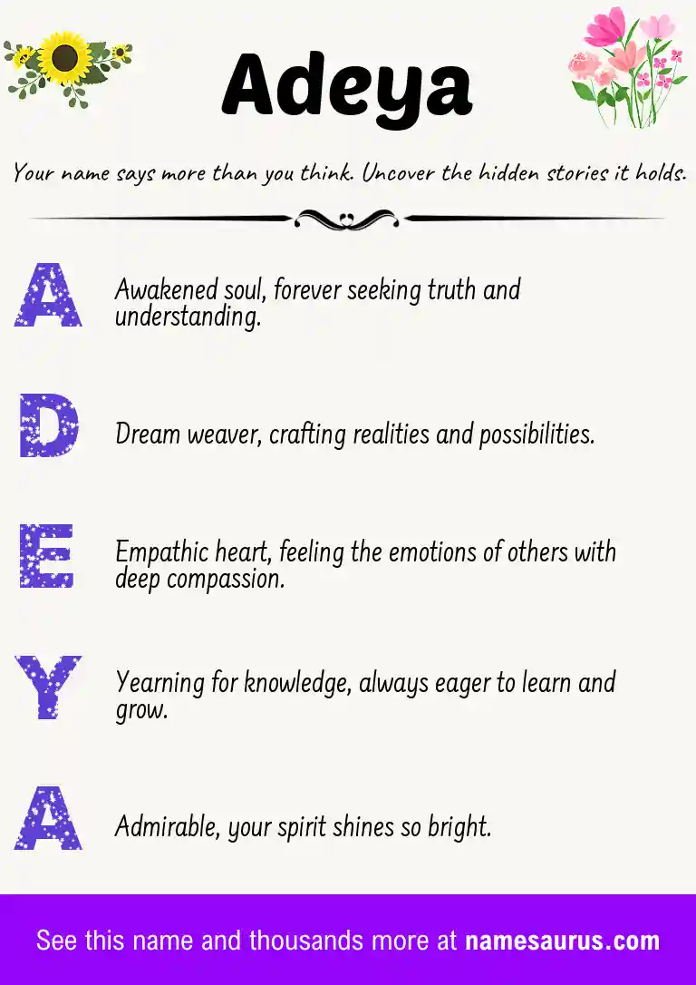 Acrostic poem about Adeya.