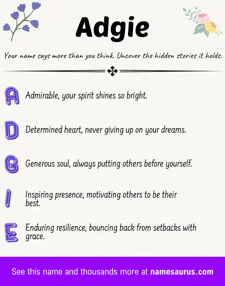 Acrostic poem about Adgie.