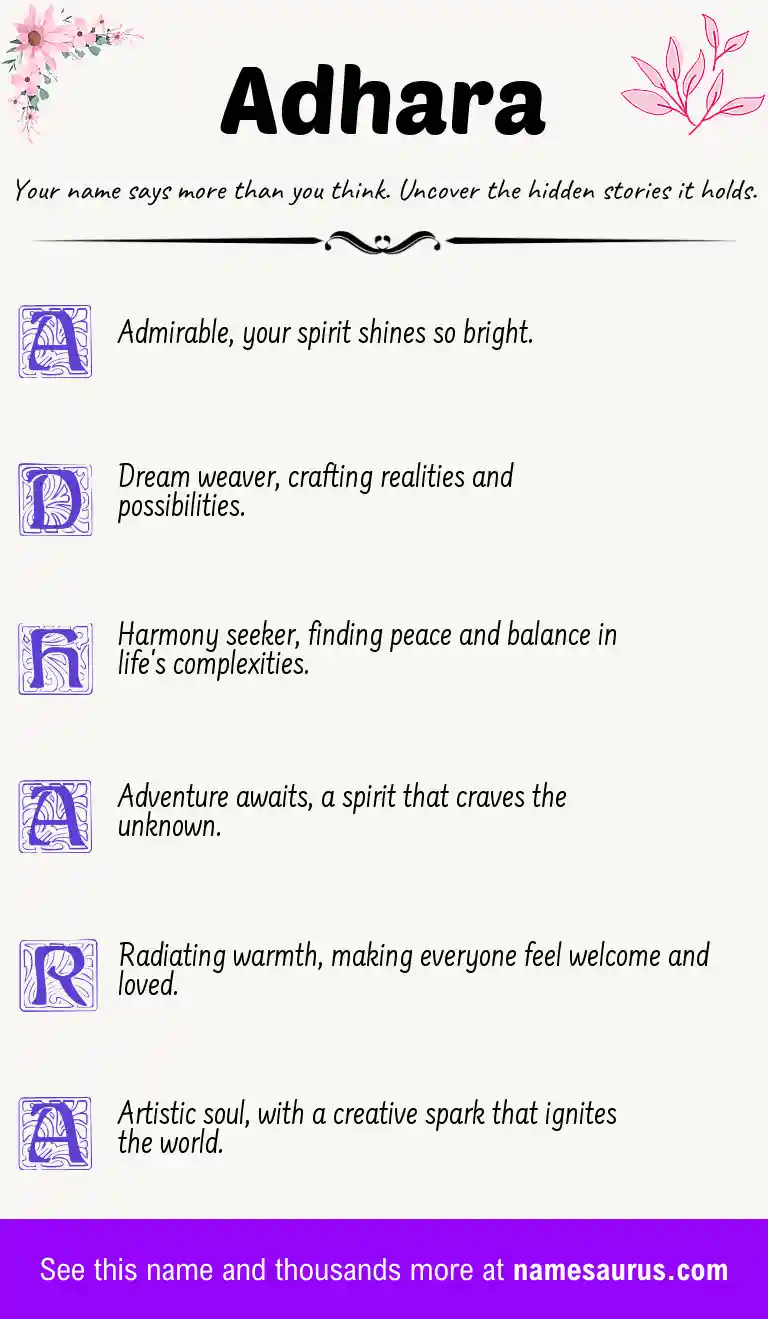 Acrostic poem about Adhara.