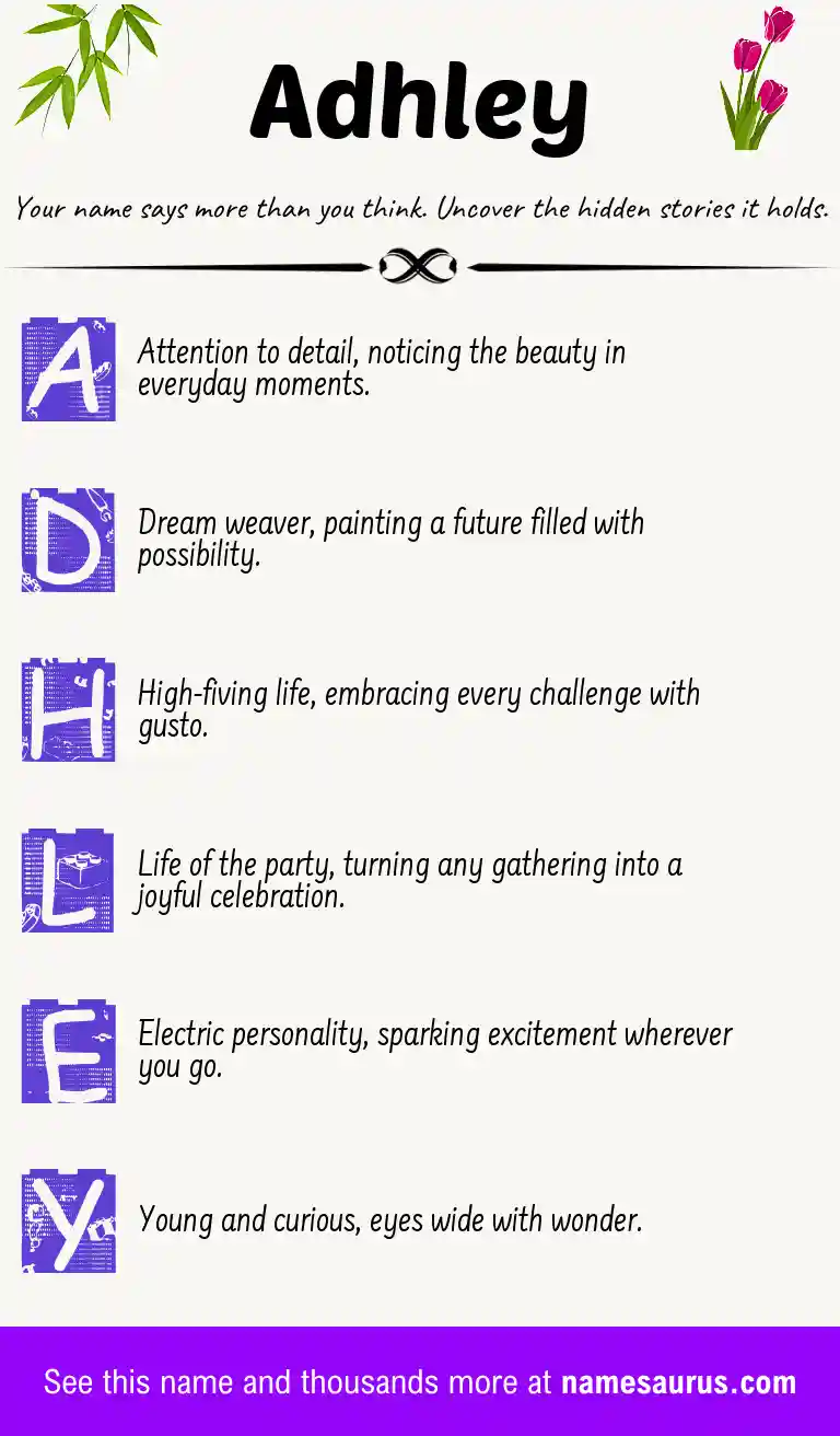 Acrostic poem about Adhley.