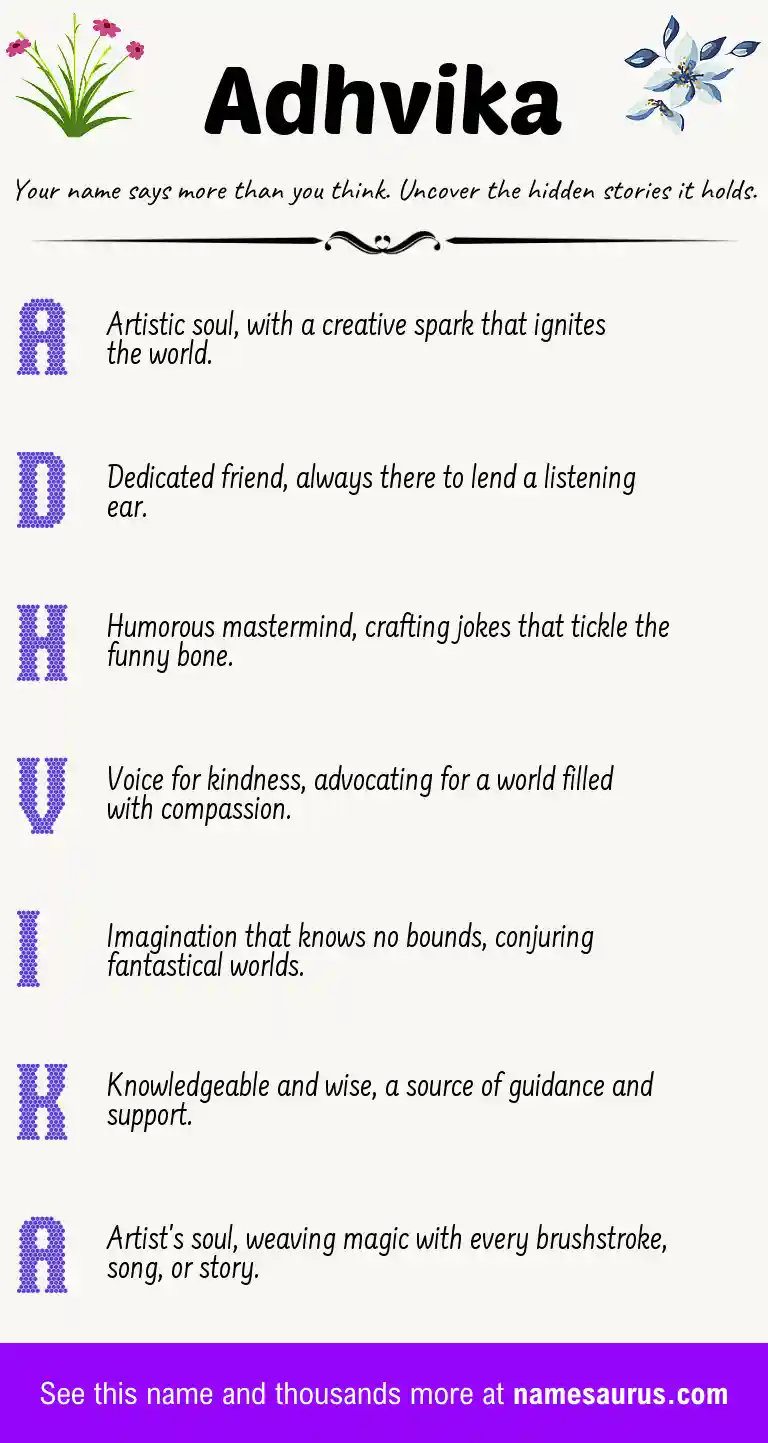 Acrostic poem about Adhvika.