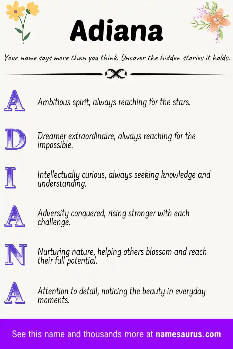 Acrostic poem about Adiana.