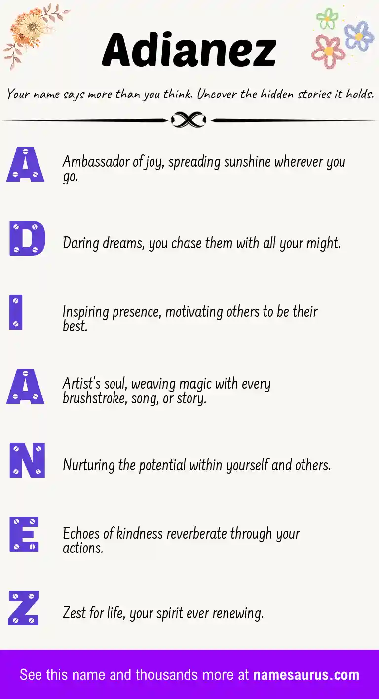 Acrostic poem about Adianez.