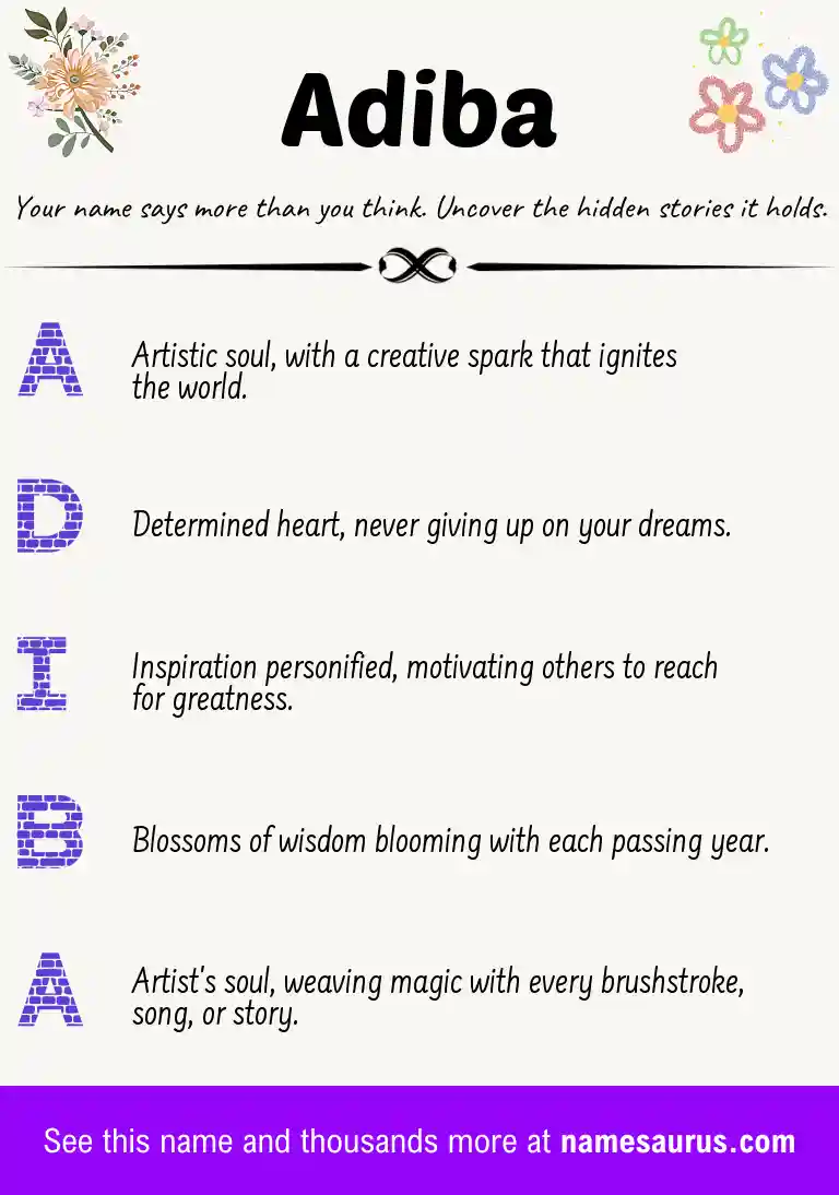 Acrostic poem about Adiba.