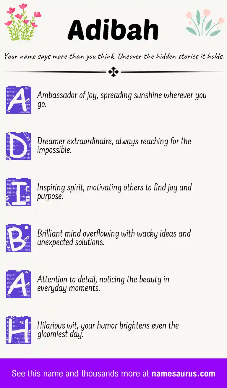 Acrostic poem about Adibah.