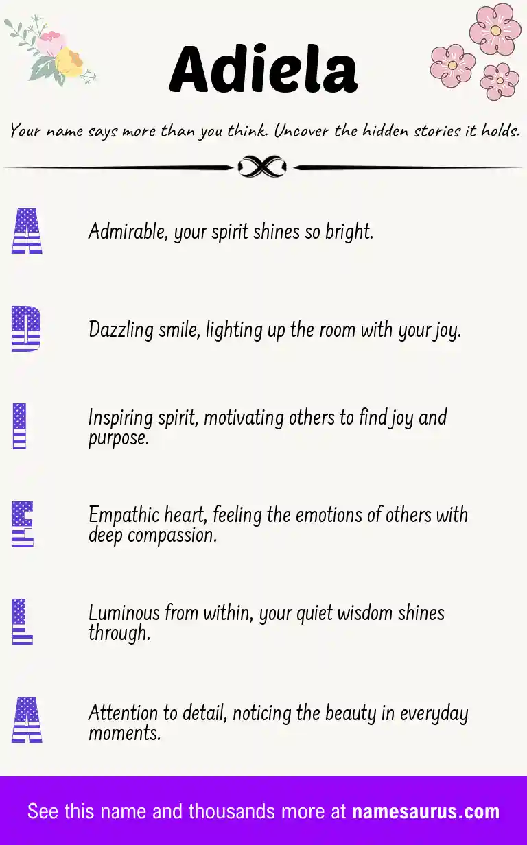 Acrostic poem about Adiela.