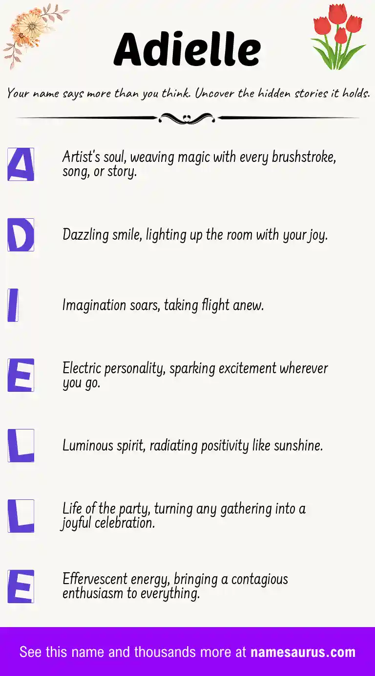 Acrostic poem about Adielle.
