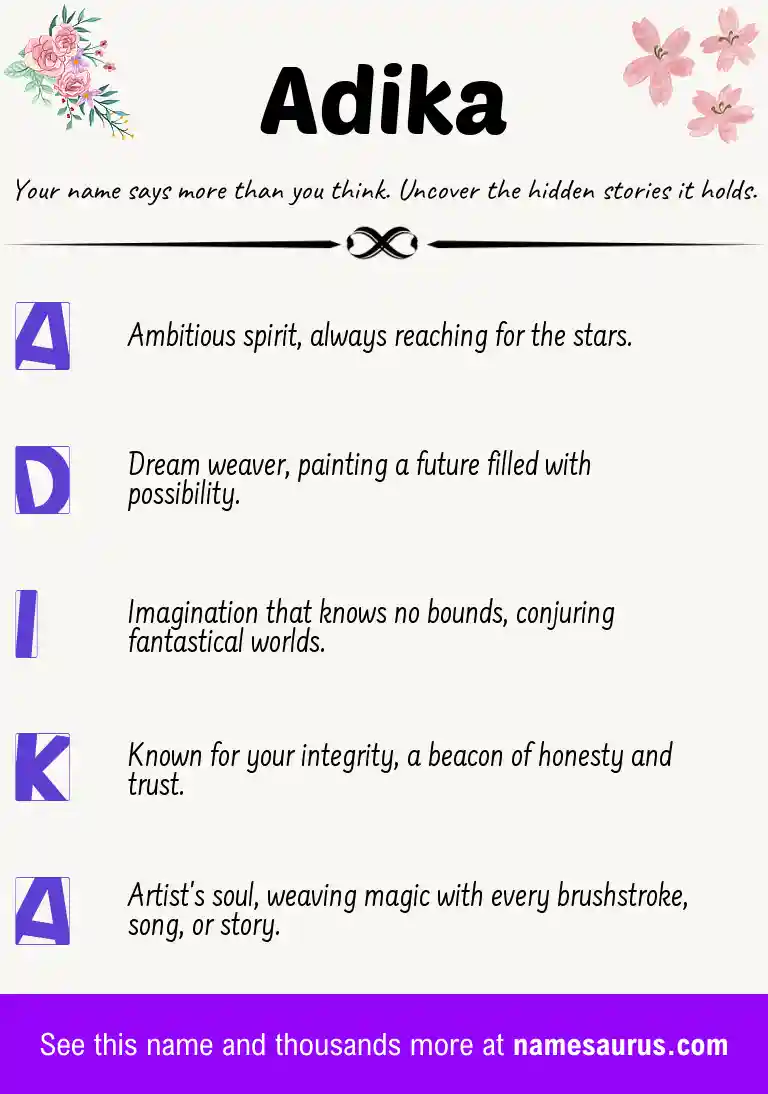 Acrostic poem about Adika.