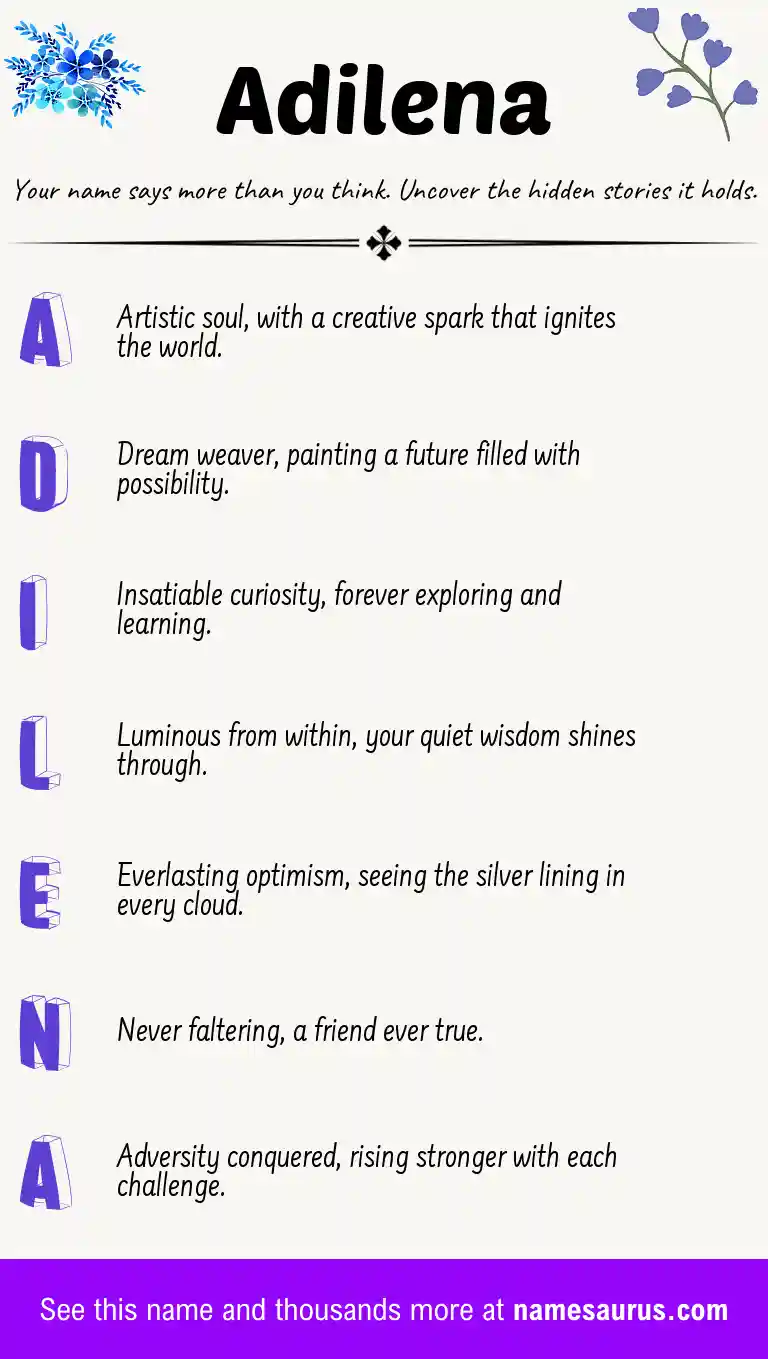 Acrostic poem about Adilena.