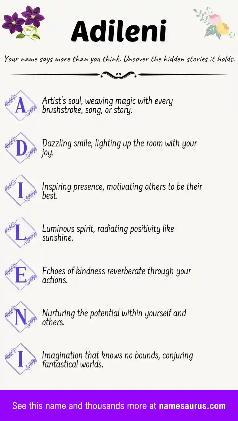Acrostic poem about Adileni.