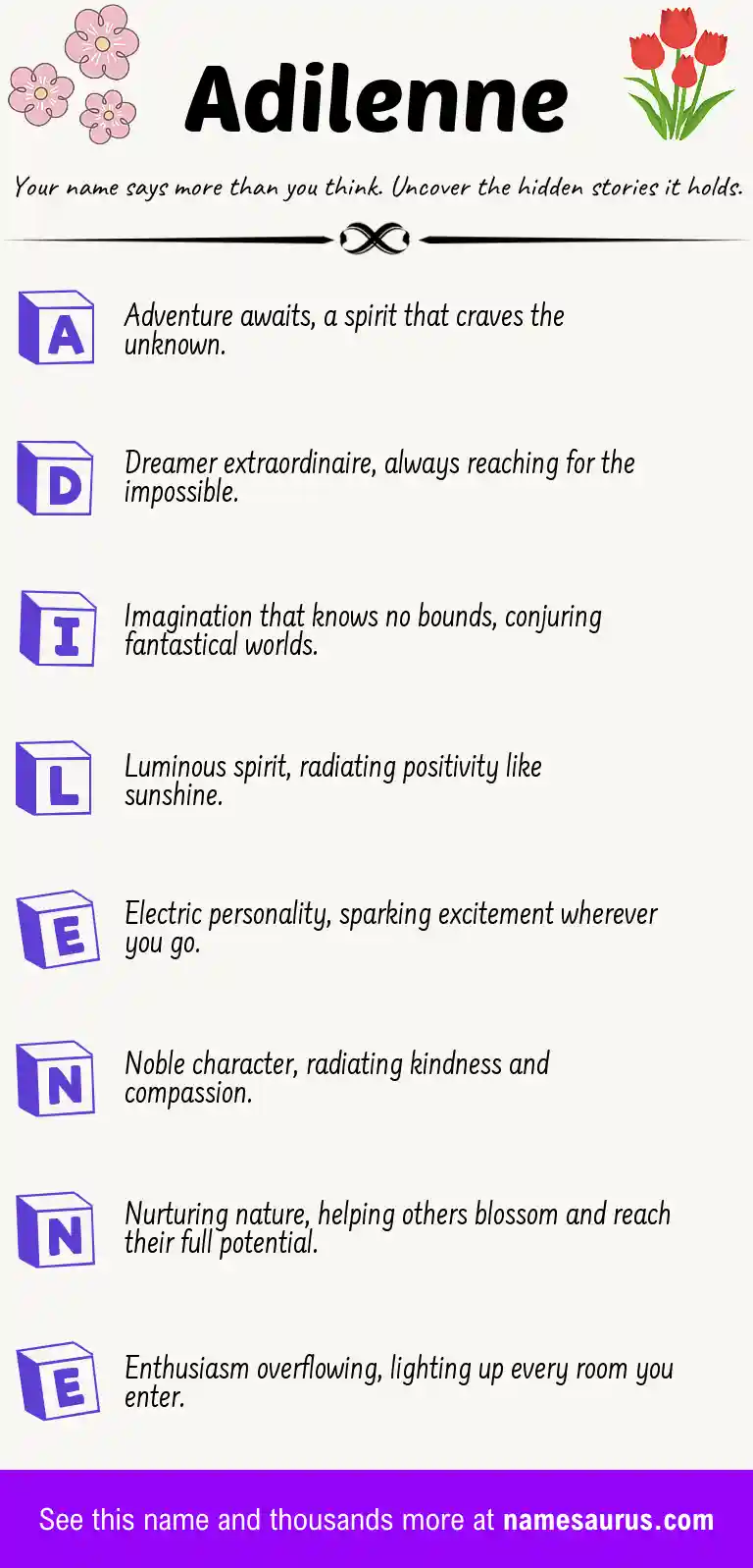 Acrostic poem about Adilenne.