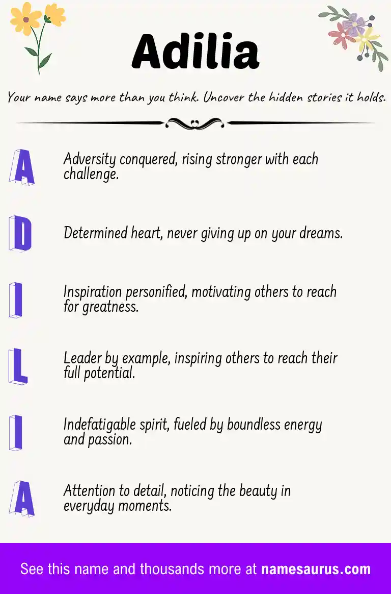 Acrostic poem about Adilia.