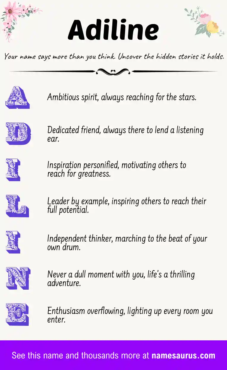 Acrostic poem about Adiline.