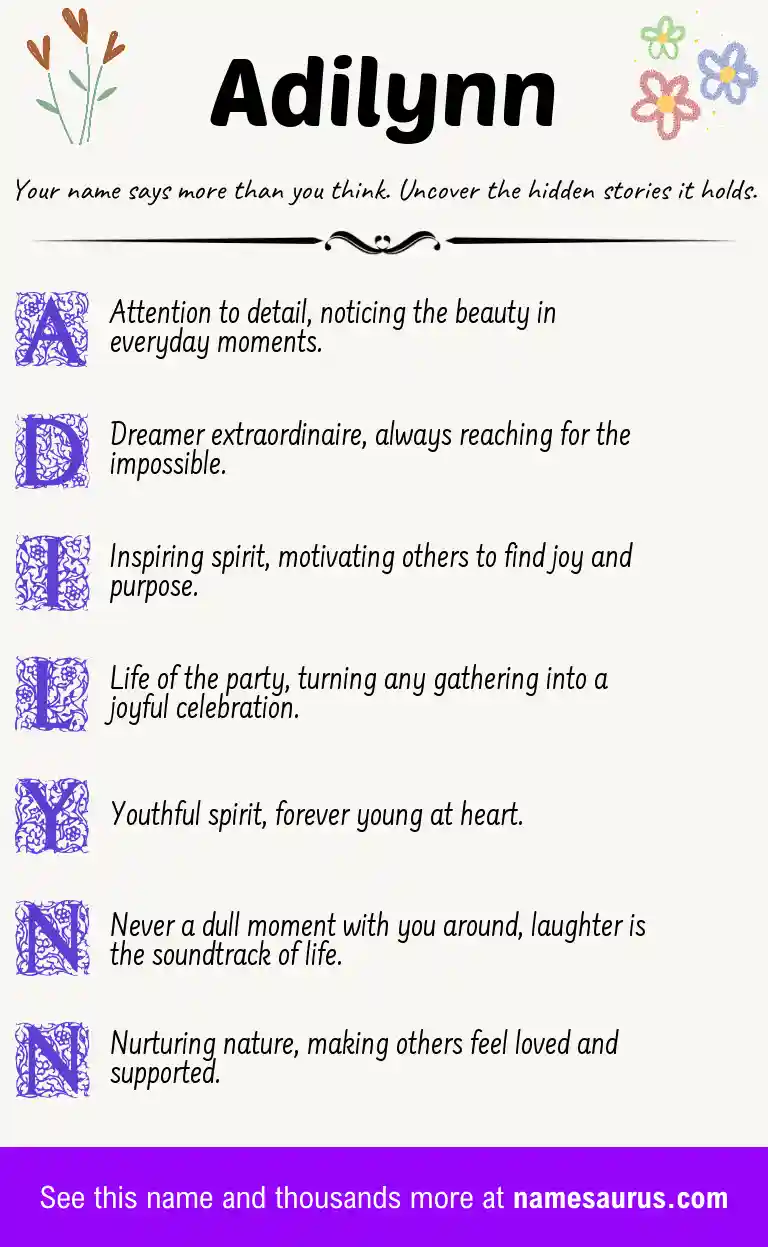 Acrostic poem about Adilynn.