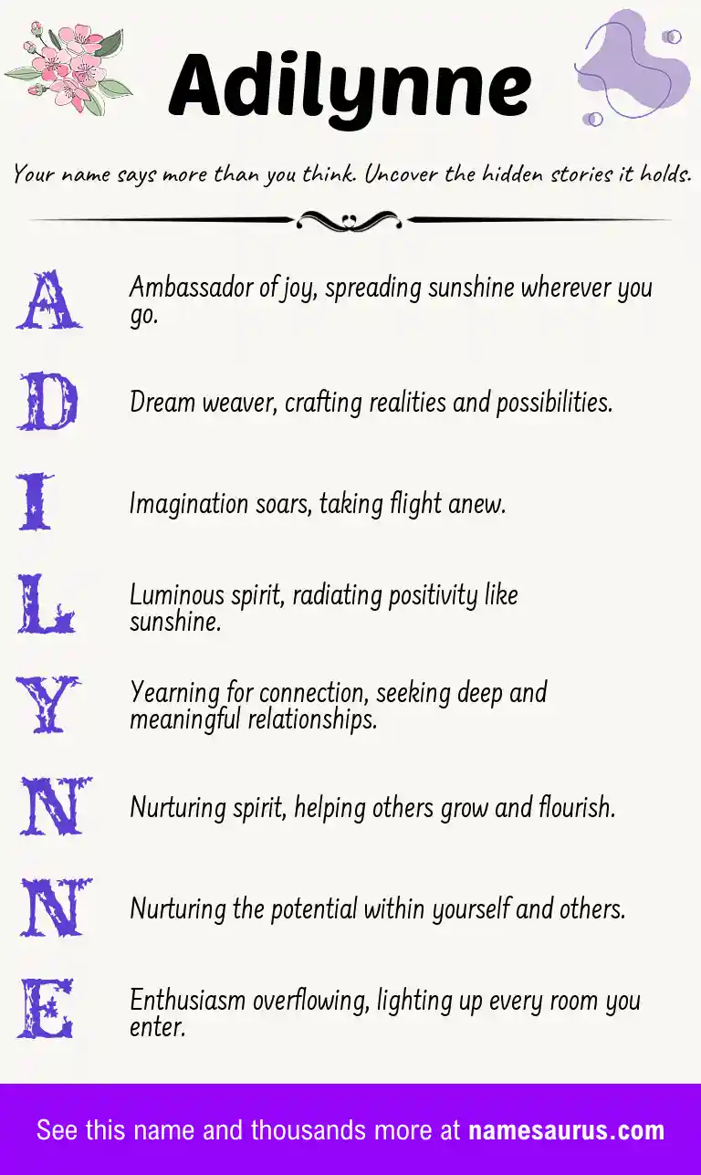 Acrostic poem about Adilynne.