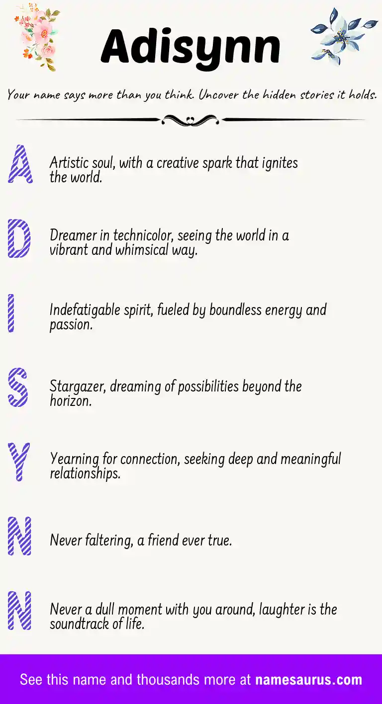 Acrostic poem about Adisynn.