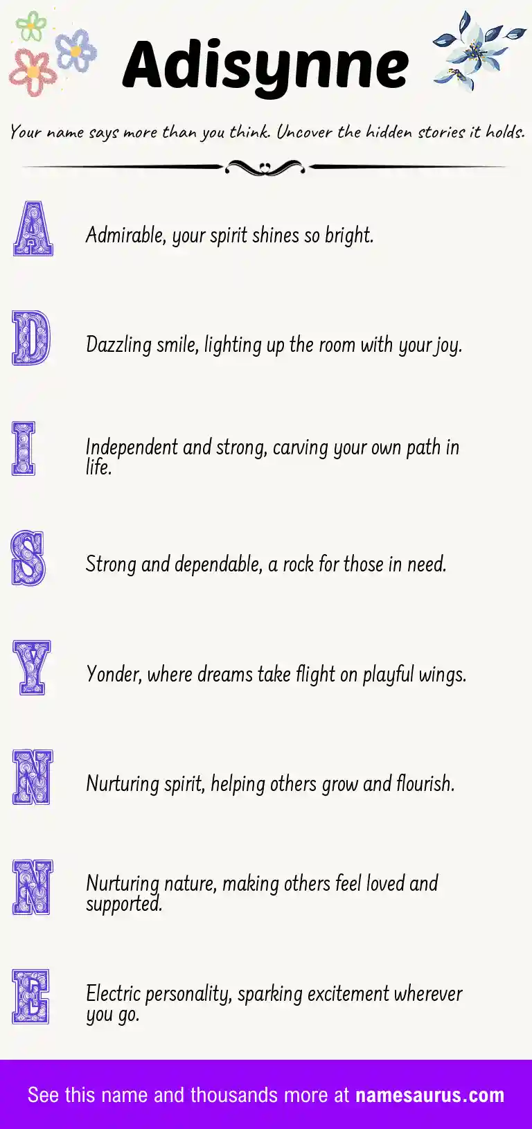 Acrostic poem about Adisynne.