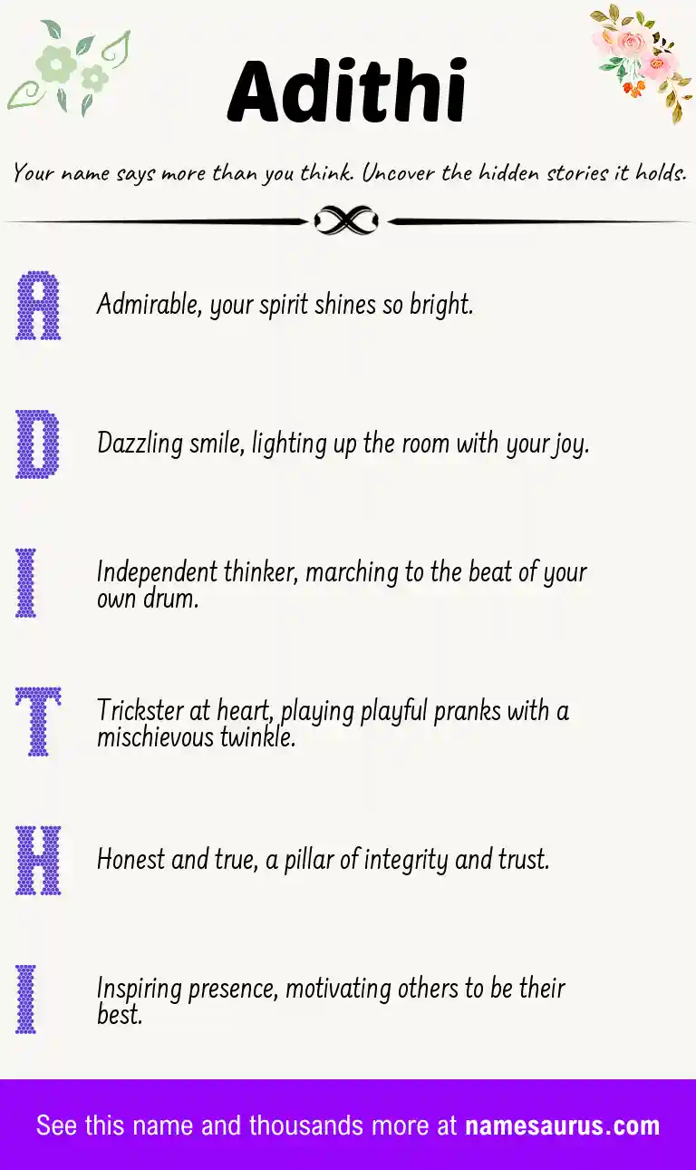 Acrostic poem about Adithi.