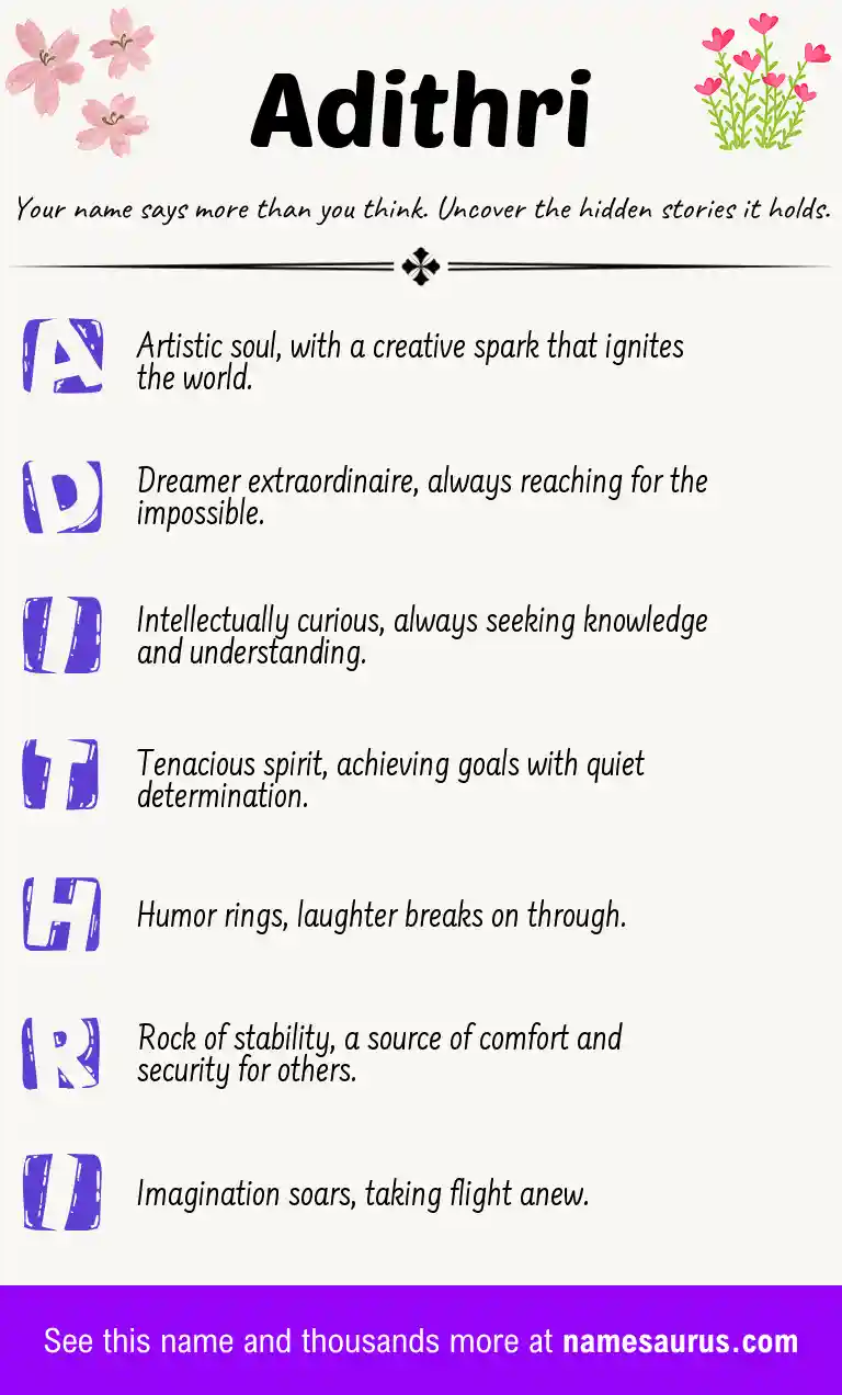 Acrostic poem about Adithri.