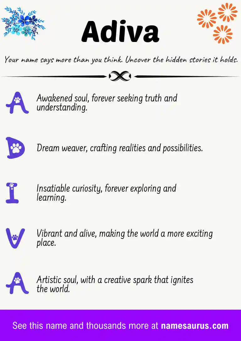 Acrostic poem about Adiva.
