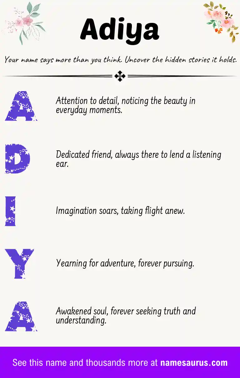 Acrostic poem about Adiya.