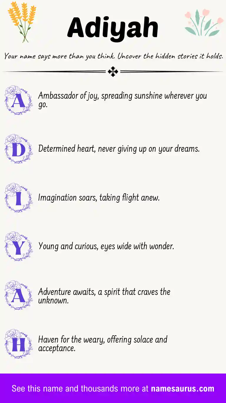 Acrostic poem about Adiyah.