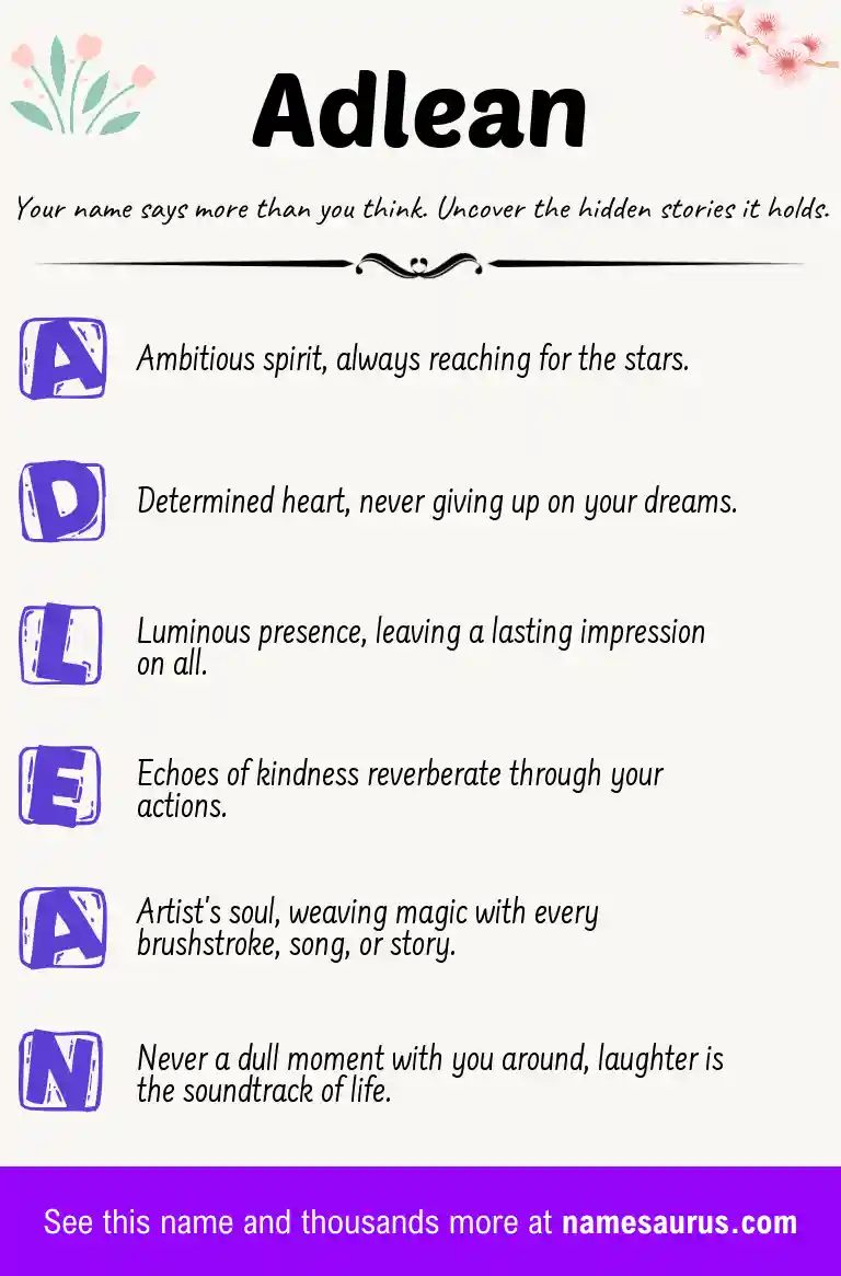Acrostic poem about Adlean.