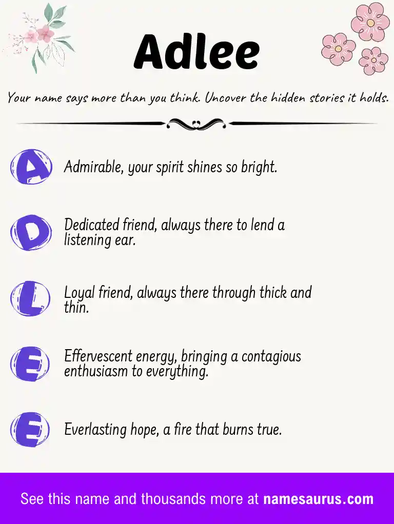 Acrostic poem about Adlee.