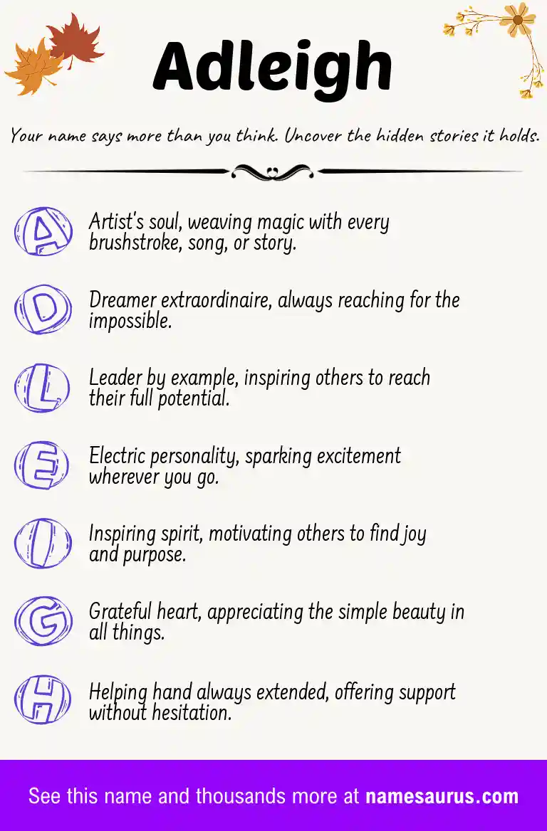 Acrostic poem about Adleigh.