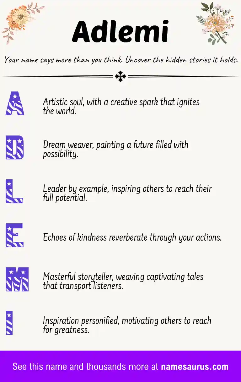 Acrostic poem about Adlemi.