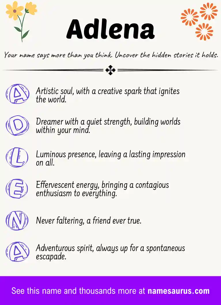 Acrostic poem about Adlena.