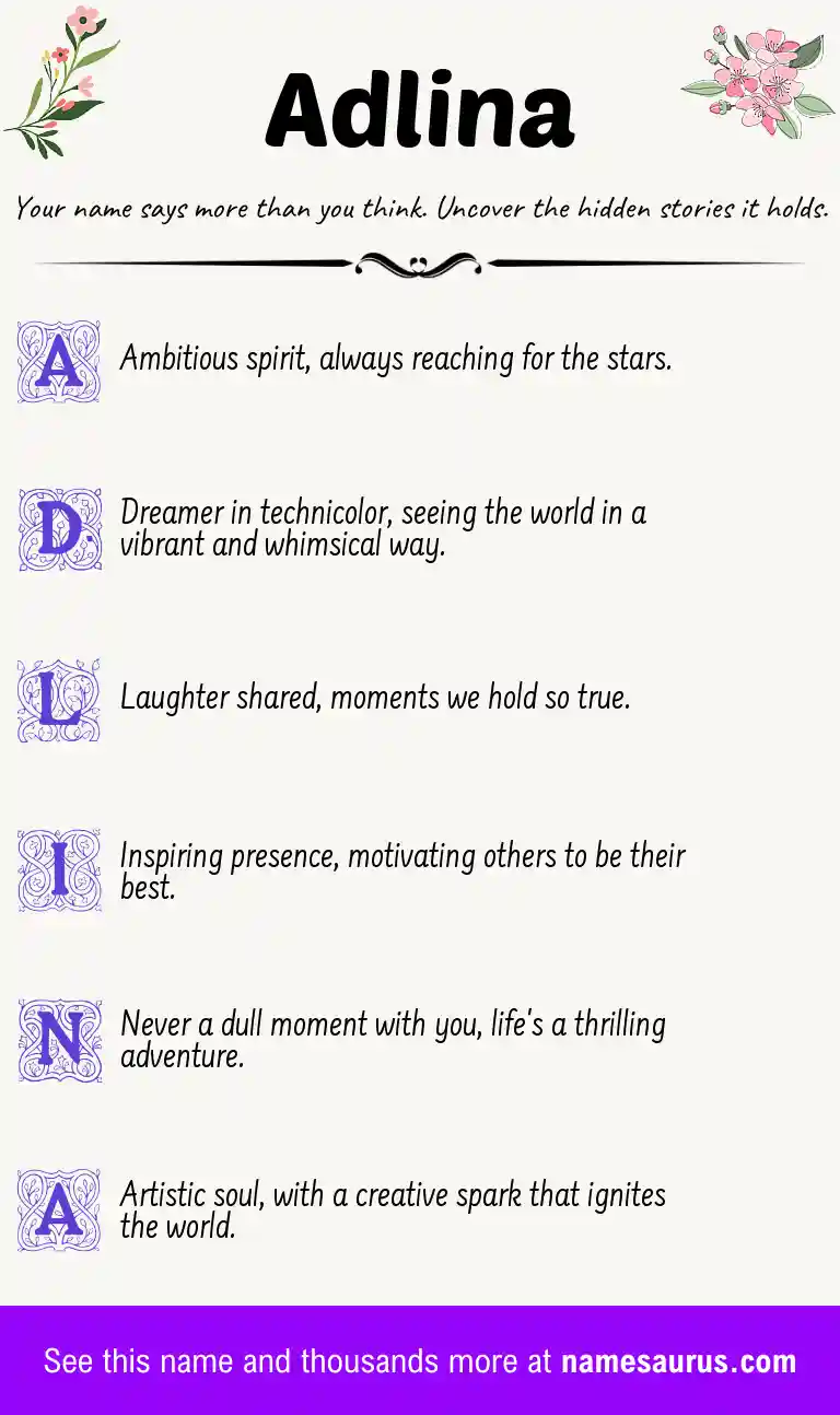 Acrostic poem about Adlina.