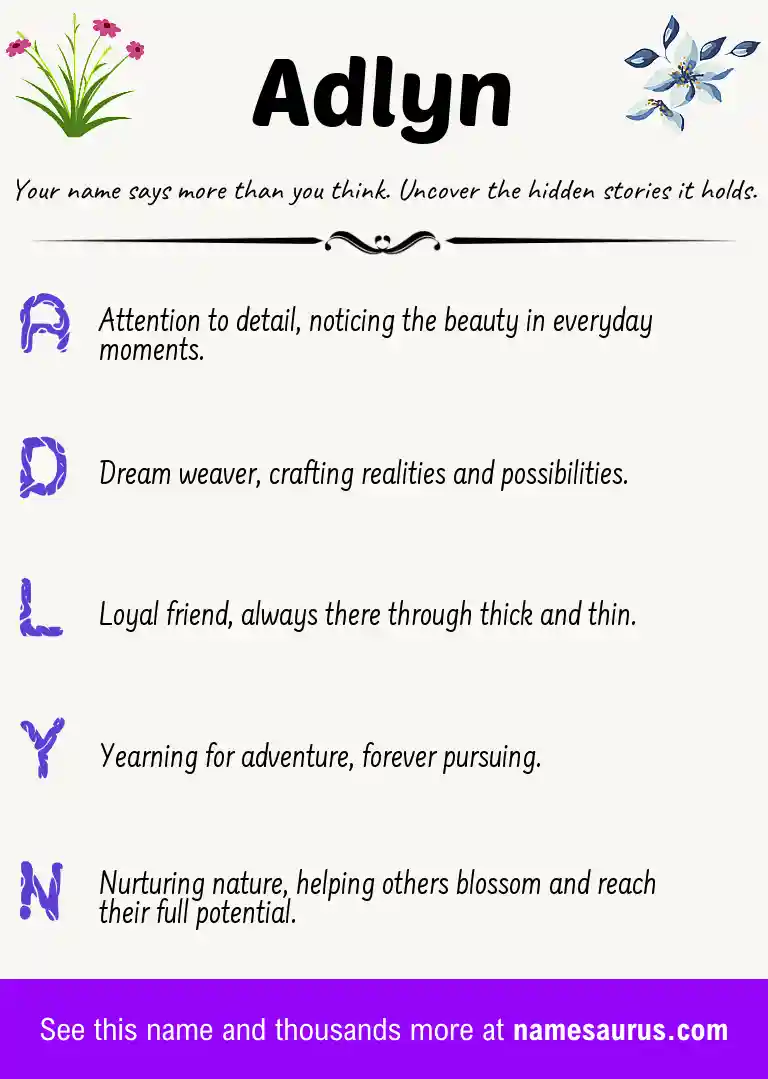 Acrostic poem about Adlyn.