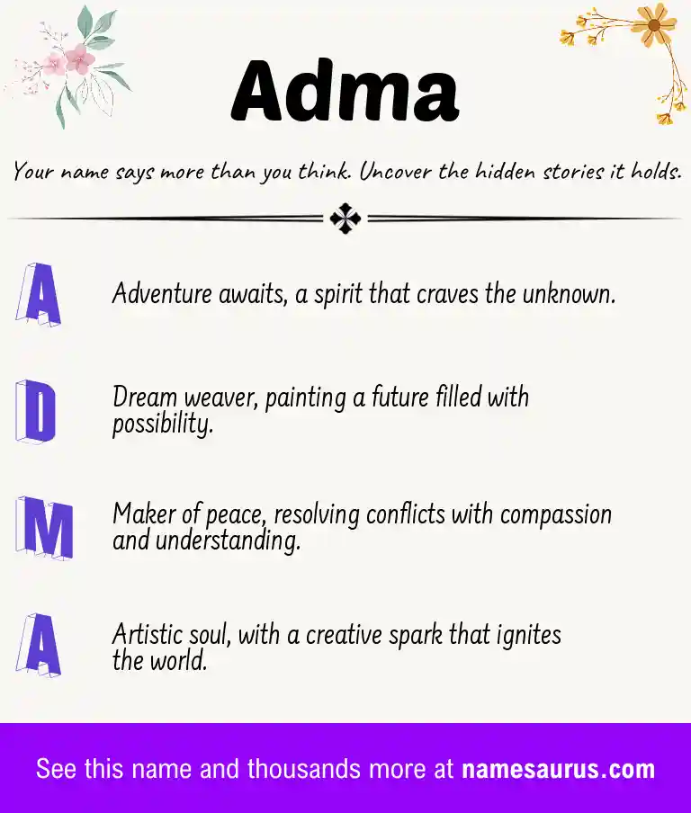 Acrostic poem about Adma.