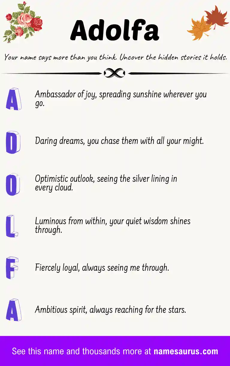 Acrostic poem about Adolfa.