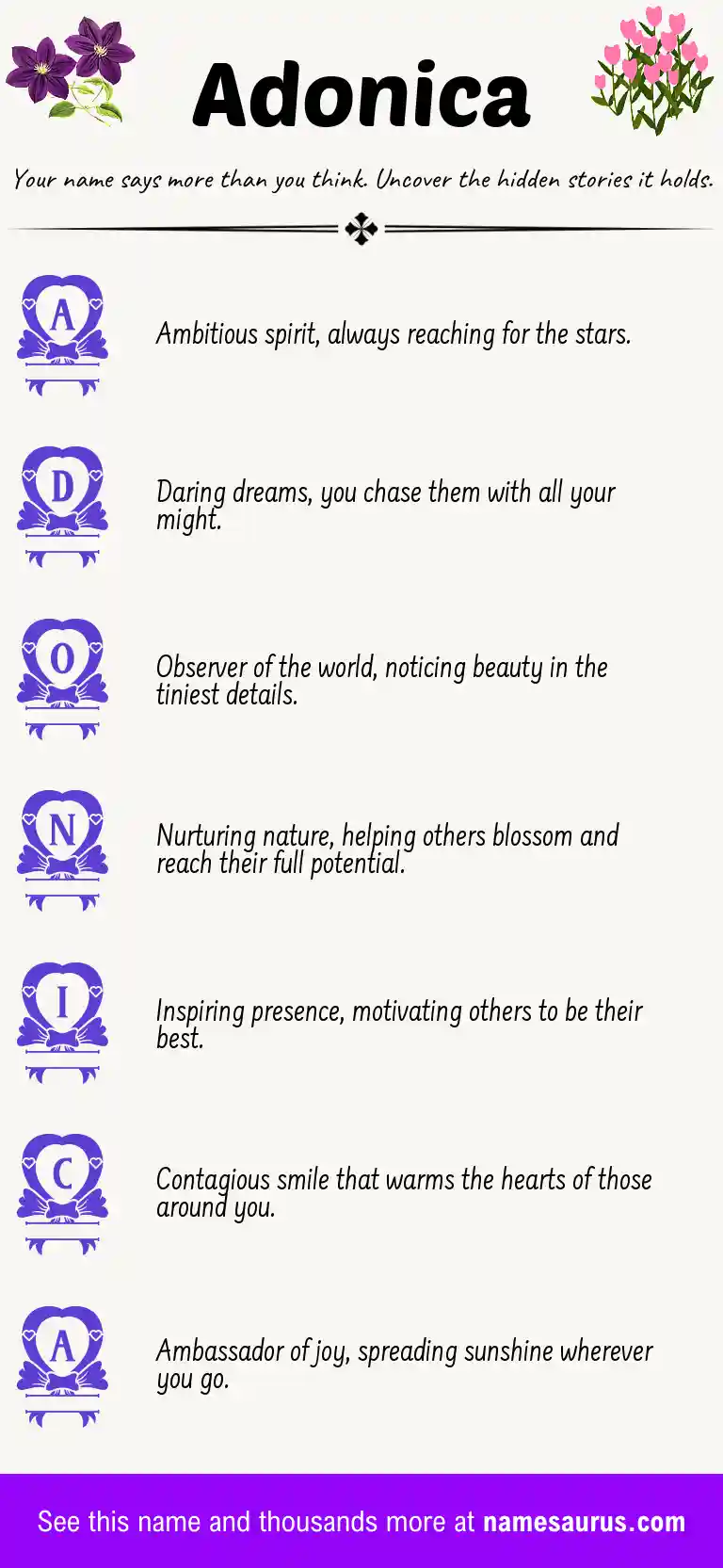 Acrostic poem about Adonica.