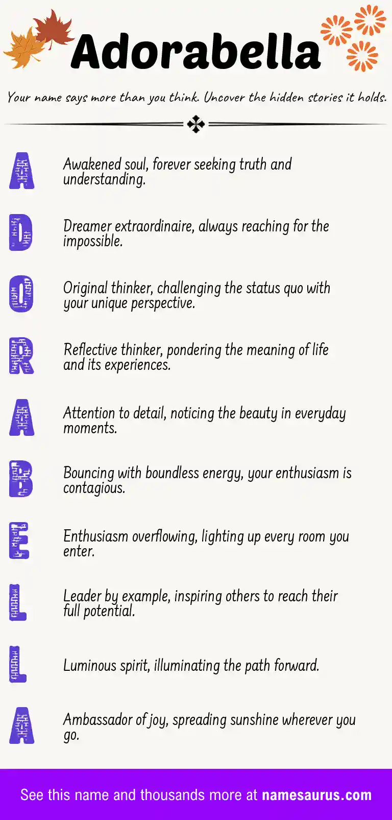 Acrostic poem about Adorabella.
