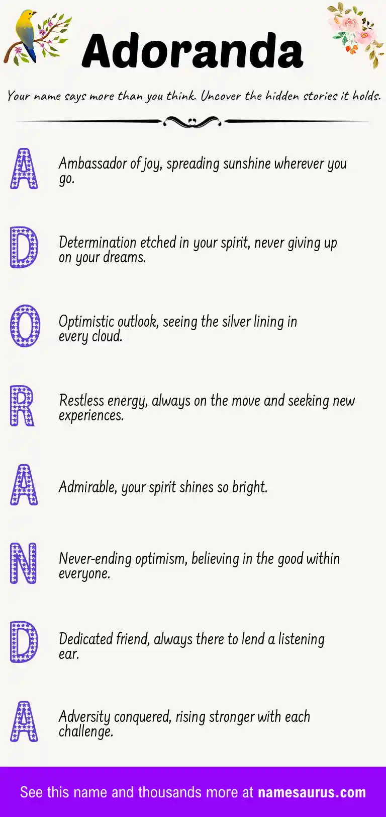 Acrostic poem about Adoranda.