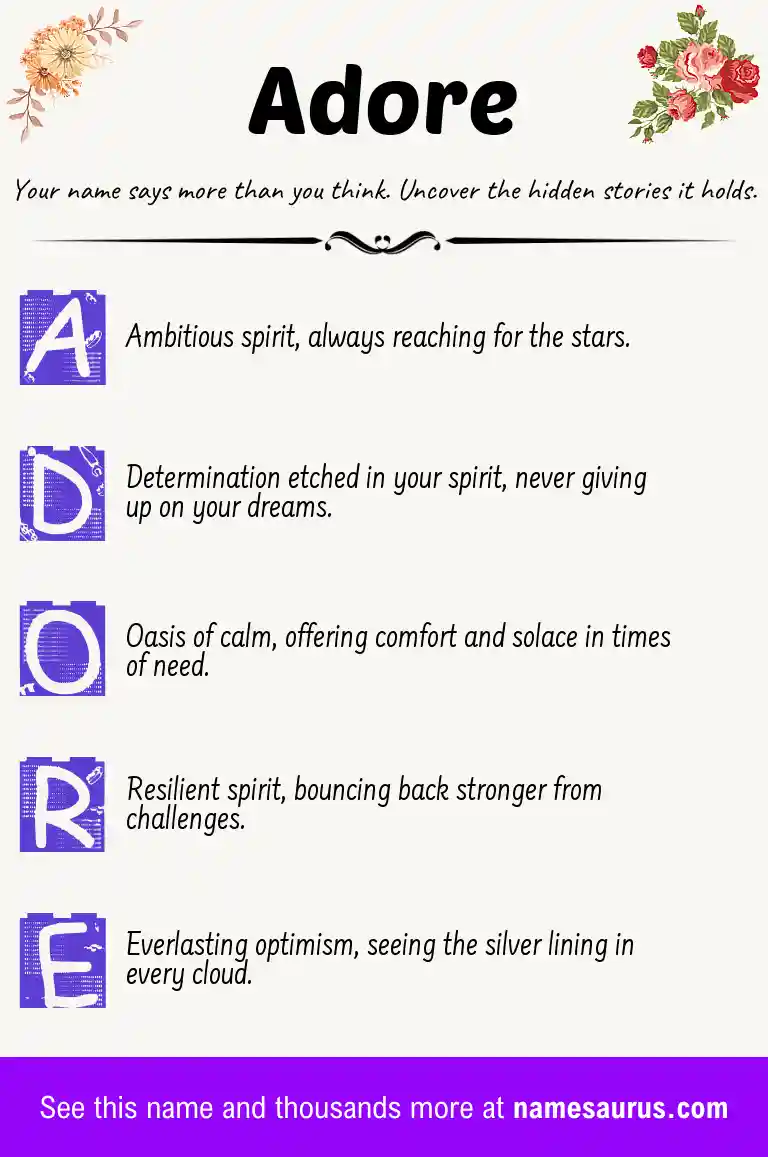 Acrostic poem about Adore.