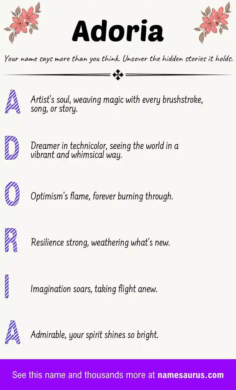 Acrostic poem about Adoria.