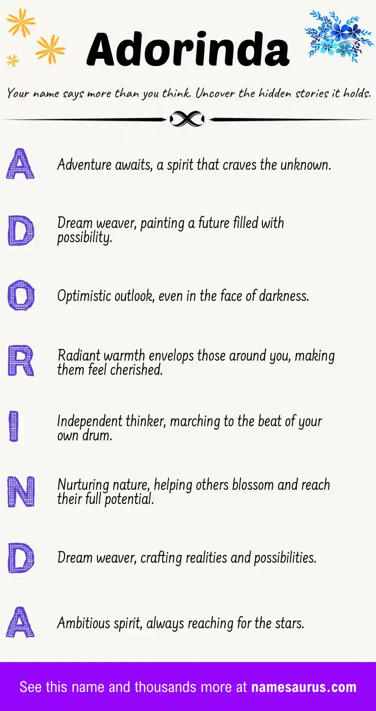 Acrostic poem about Adorinda.