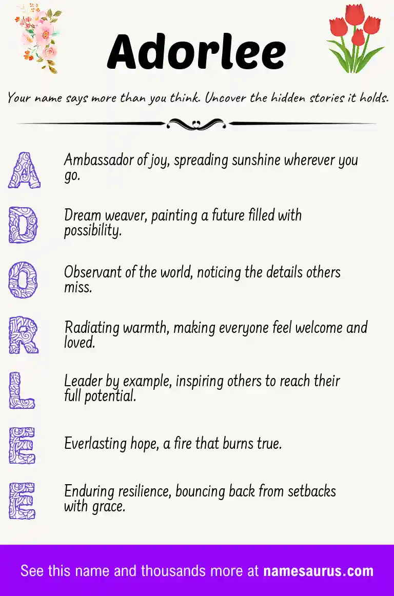 Acrostic poem about Adorlee.