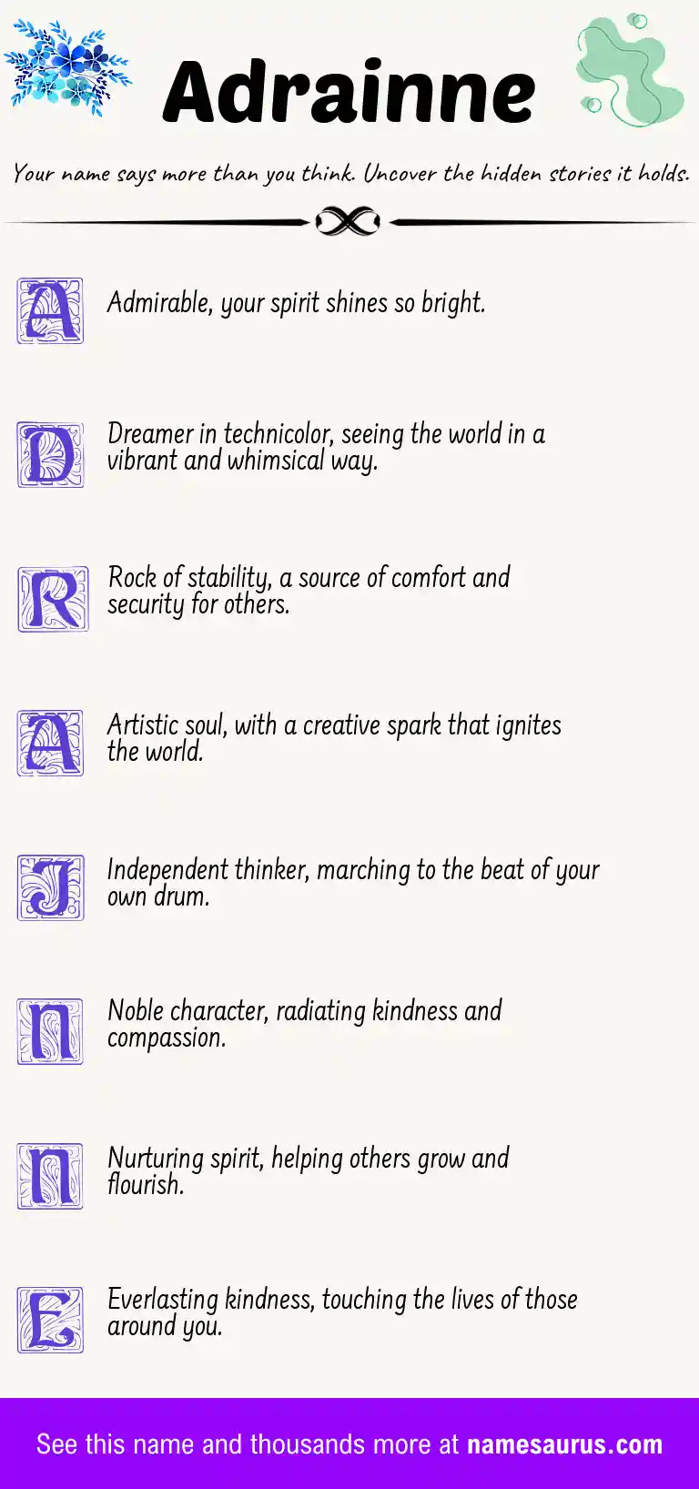 Acrostic poem about Adrainne.