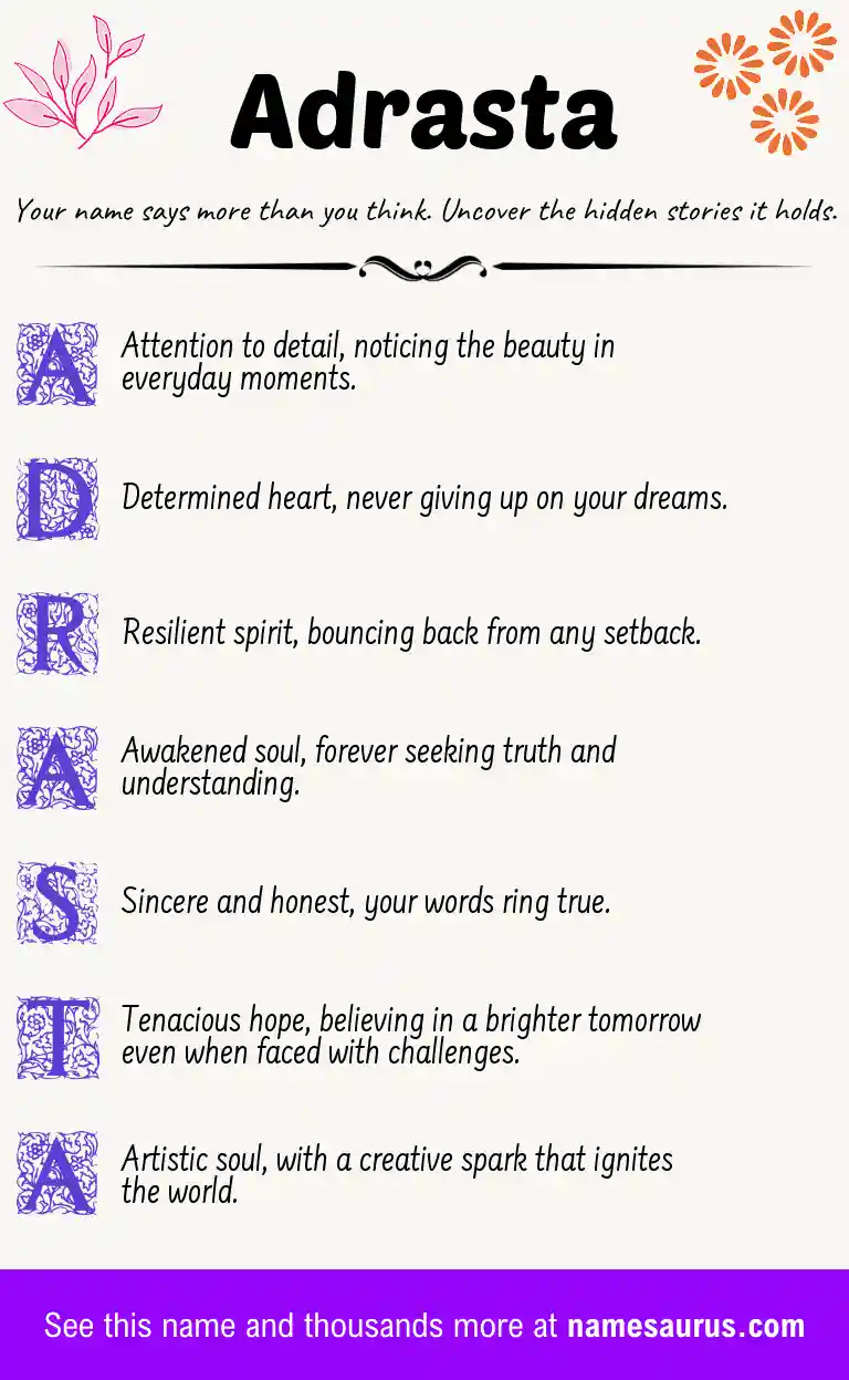 Acrostic poem about Adrasta.