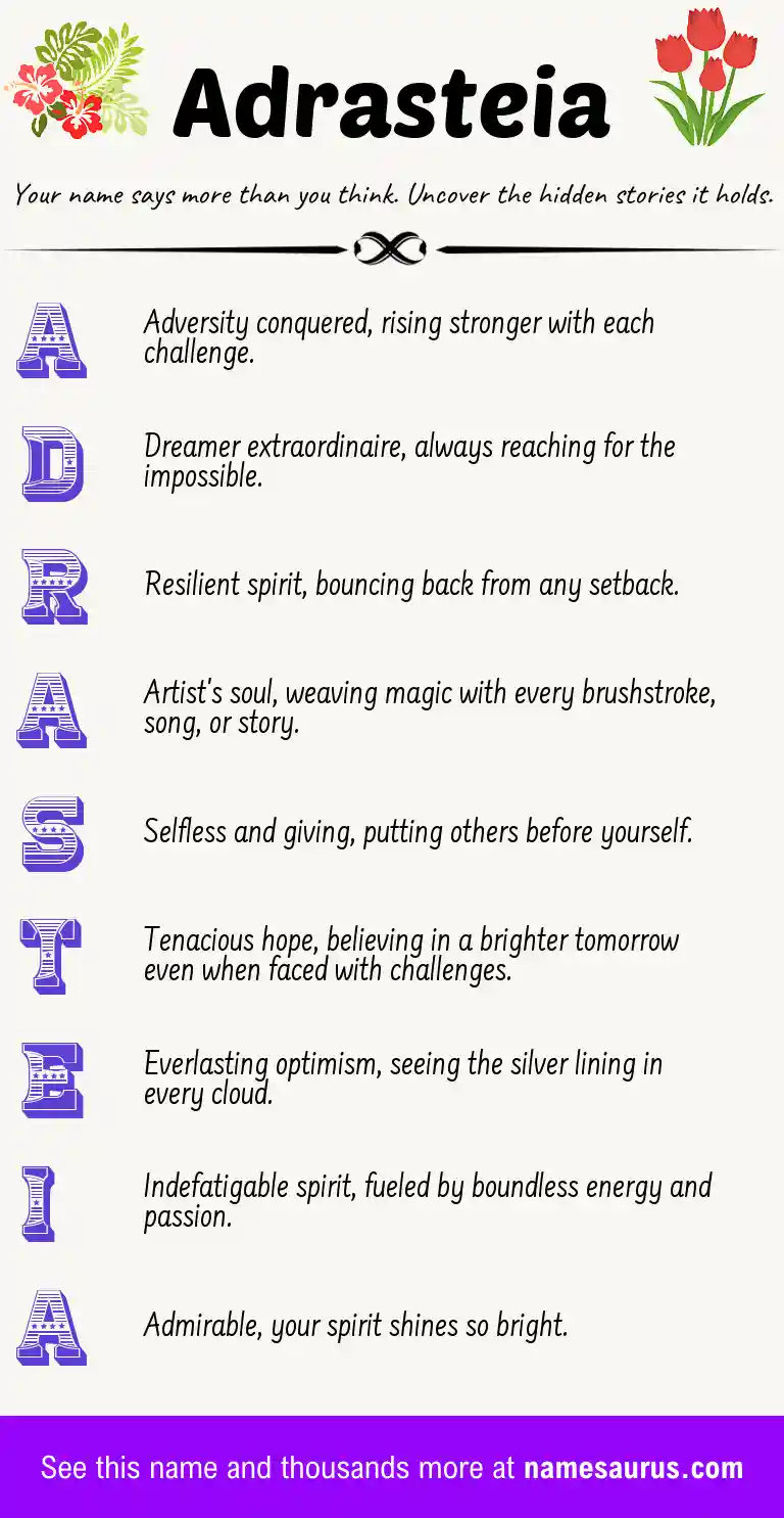 Acrostic poem about Adrasteia.